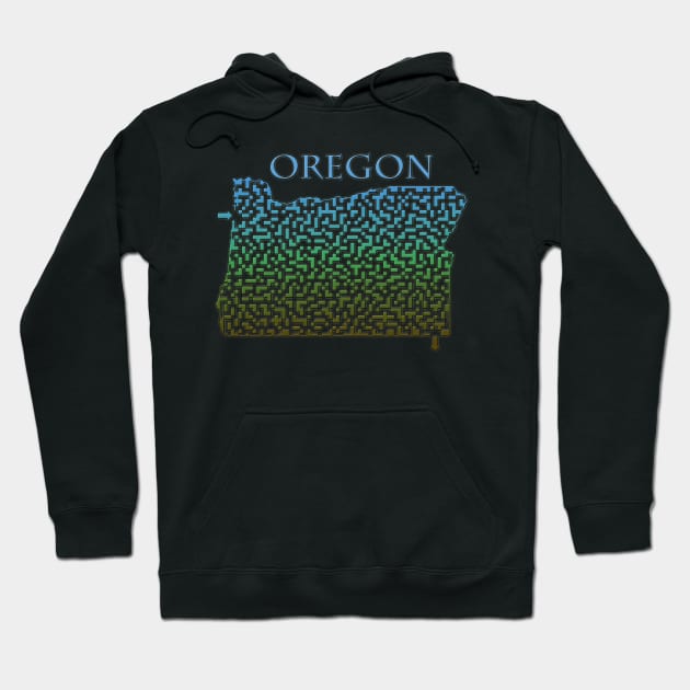State of Oregon Colorful Maze Hoodie by gorff